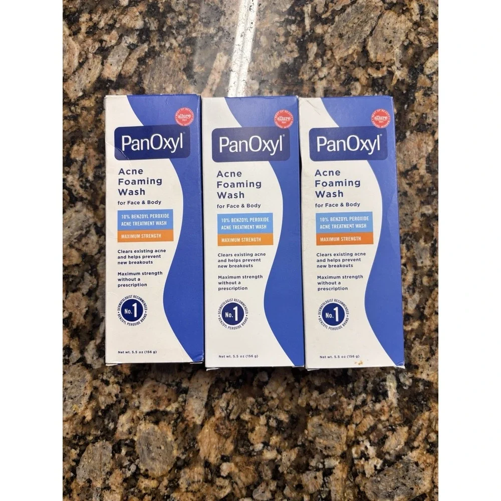 Lot of 3 Panoxyl Acne Foaming Wash Benzoyl Peroxide 10% Maximum Strength
